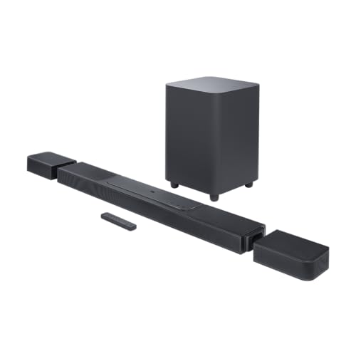 JBL Bar 1300 – Kompakte 11.1.4-Kanal-Soundbar für Heimkino Sound-System – Mit abnehmbaren Surround-Lautsprechern, MultiBeamTM und Dolby Atmos Surround Sound – Schwarz