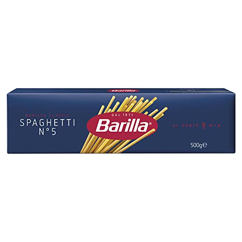 Barilla Pasta Klassische Spaghetti n.5 aus hochwertigem Hartweizen immer al dente, (1 x 500 g), geschmacklos