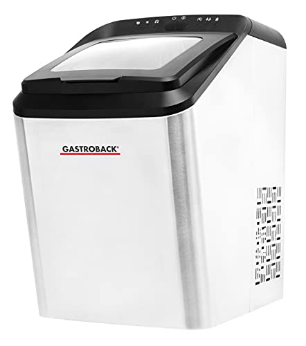 GASTROBACK 41143 Bartender Pro Eiswürfelbereiter, 9 Eiswürfel pro Zyklus (7-15 Min), 2,8 Liter Wassertank, leiser FCKW-freier Hochleistungskompressor Schwarz, Silber