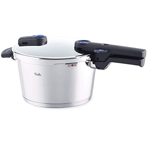 Fissler Vitaquick / Induktions-Schnellkochtopf (4,5 Liter, Ø 22 cm) Edelstahl-Dampfkochtopf, 2 Garstufen, stapelbar, alle Herdarten auch Induktion, Silber