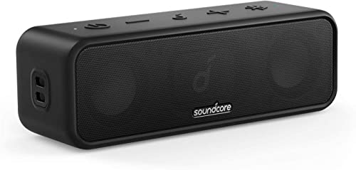 soundcore 3 Bluetooth Lautsprecher, Stereo-Sound, Audiotreiber mit Titan-Membran, PartyCast, BassUp, 24 Stunden Akku, IPX7 Wasserschutz, individueller EQ, für Zuhause, Draußen, Garten (in Schwarz)
