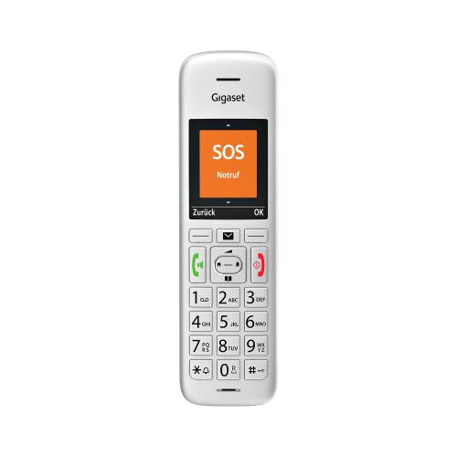 Gigaset E390HX - DECT-Mobilteil mit Ladeschale - Fritzbox-kompatiblel - Schnurloses Senioren-Telefon für Router und DECT-Basis – Schutz vor unerwünschten Anrufen - große Ziffern, silber-schwarz