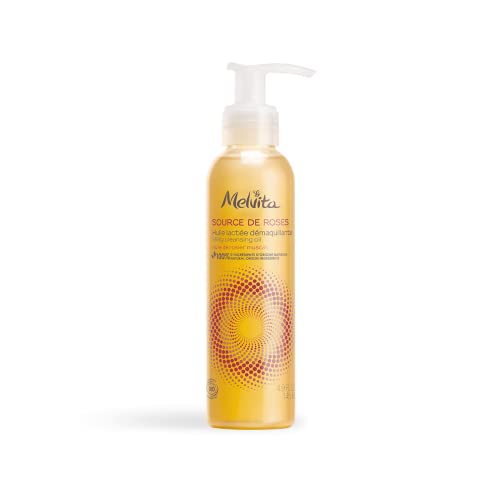 Melvita – Source de Roses Reinigungsöl – Reinigt sanft und entfernt Make-up – 100 % natürlich – Vegane Formel – Bio-zertifiziert– Flasche 145 ml