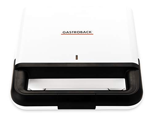 GASTROBACK, weiß/schwarz 42443 Design Sandwichmaker, 750 Watt, antihaftbeschichtete Toastplatten, klein/kompakt
