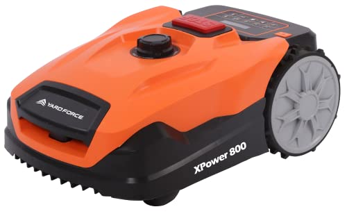 Yard Force Mähroboter XPower 800 bis zu qm - Selbstfahrender Rasenmäher Roboter mit Bluetooth- und App-Steuerung, Regensensor, bürstenloser Motor, 40% Steigung, 20V Li-Ionen Akku, Schwarz/Orange