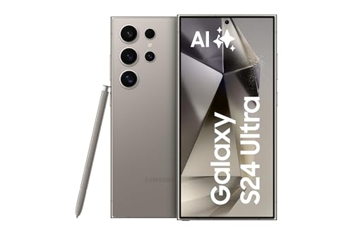 Samsung Galaxy S24 Ultra AI Smartphone, Android-Handy ohne Vertrag, 12GB RAM/512GB Speicher, 200-MP-Kamera, S Pen, Lange Akkulaufzeit, Titanium Gray, 3 Jahre Herstellergarantie