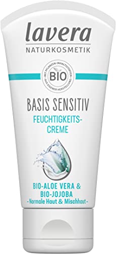 lavera basis sensitiv Feuchtigkeitscreme - mit Bio-Aloe Vera & Bio-Jojoba - intensive Feuchtigkeit - schnell einziehend - geschmeidiges Hautgefühl - Naturkosmetik - vegan - Bio (1x 50 ml)