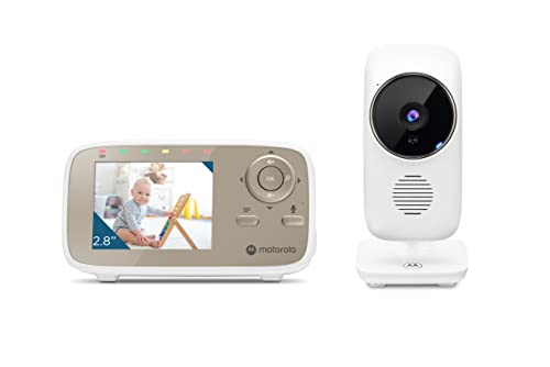 Motorola Baby MBP483 - 2,8"-Video-Babyphone mit digitalem Zoom, Zwei-Wege-Audio und Raumtemperaturanzeige , Weiß