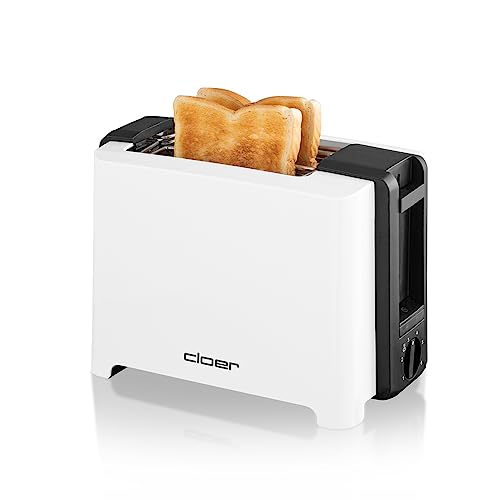 Cloer 3531 Full-Size Toaster für 2 XXL Toastscheiben, 750-900 Watt, Toast-Check-Funktion, Brötchenaufsatz, Auftaufunktion, Nachhebevorrichtung, weiß