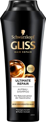 Gliss Shampoo Ultimate Repair (250 ml), Haarshampoo für stark geschädigtes Haar, Keratin Shampoo repariert Haarschäden und füllt den Keratinbestand wieder auf