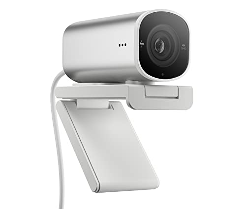 HP 960 4K Streaming Webcam | 4K UHD Auflösung | 60 FPS | 100° Sichtfeld | 360° schwenkbar | KI unterstützt | Autofokus | HDR | 2 Dual-Mikrofone| USB-A | magnetische Abdeckung | silber