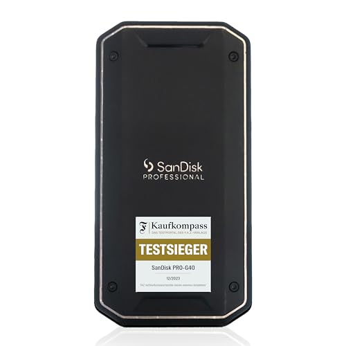 SanDisk® PROFESSIONAL PRO-G40™ SSD 1 TB (mobile SSD, robuste NVMe™ SSD mit Thunderbolt™ 3, USB-C™, bis zu 2.700 MB/s, IP68 Gehäuse, staub- und wasserbeständig)