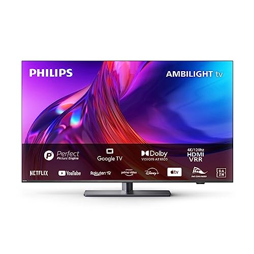 PHILIPS Ambilight TV | 55PUS8808/12 | 139 cm (55 Zoll) 4K UHD LED Fernseher | 120 Hz | HDR | Dolby Vision | Google TV | VRR | WiFi | Bluetooth | DTS:X | Sprachsteuerung | Anthrazitfarbener Rahmen