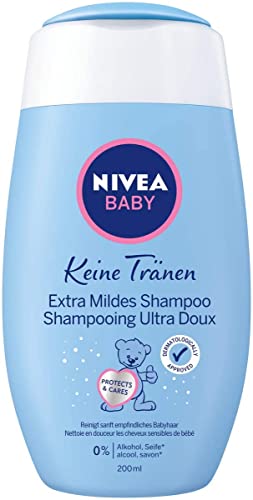 NIVEA BABY Keine Tränen Extra Mild Shampoo, extra mildes Babyshampoo mit beruhigender Kamille, sanftes Haarshampoo mit Augenschutz, 1 x 200 ml