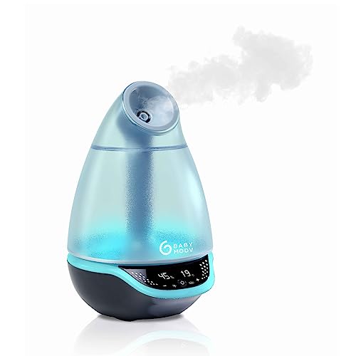 Babymoov Hygro Plus Digitaler Luftbefeuchter mit Nachtlicht (7 Farben), automatischer Feuchtigkeitsregelung, Zerstäuber für ätherische Öle | Mehrfarbig
