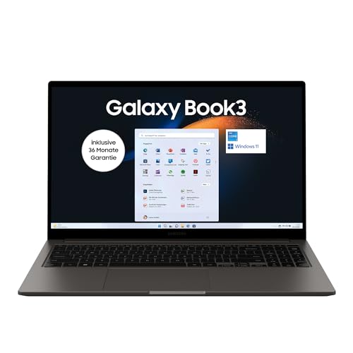 Samsung Galaxy Book3 Laptop, 15" Full HD 60Hz Display, Intel Core i5-1335U, 16GB RAM, 512GB SSD, Windows 11, QWERTZ Tastatur, Graphite, Inklusive 36 Monate Herstellergarantie [Exklusiv bei Amazon]