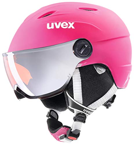 uvex junior visor pro - Skihelm für Kinder - mit Visier - individuelle Größenanpassung - pink matt - 52-54 cm