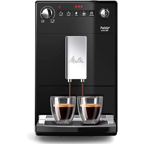 Melitta Purista - Kaffeevollautomat mit Lieblingskaffee-Funktion, Kaffeemaschine mit Mahlwerk und 3-stufig einstellbarer Kaffeestärke, für Kaffee und Espresso, schwarz