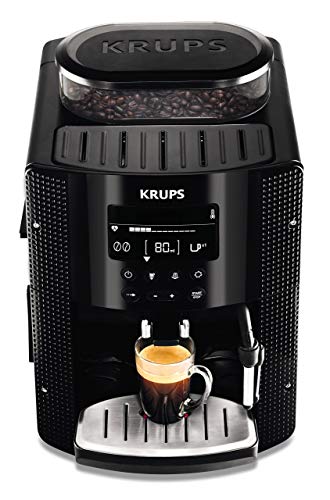 Krups EA8150 Kaffeevollautomat Essential Espresso | 1450 Watt | 1,7 Liter Wassertank | 15 bar | LCD-Display | 3 Temperaturstufen + 3 Mahlgrade | Schwarz