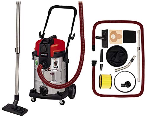 Einhell Nass-Trockensauger TE-VC 2230 SAC (1.150 W, Filterreinigungssystem f. Feinstaub, rostfreier Edelstahlbehälter 30 l, inkl. div. Filter & Düsen, 3 Meter Schlauch), Schwarz, Rot