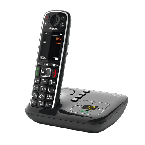 Gigaset E720A - Schnurloses Premium Senioren DECT-Telefon mit Anrufbeantworter - sprechende Wähltasten - Nummernansage & Namensansage - Anrufübertragung per Bluetooth 4,2 - schwarz