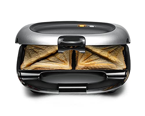 ROMMELSBACHER Sandwich Maker ST 1000 - extra tiefe Backmulden, für 2 American XL Sandwiches, Antihaftbeschichtung, Überlaufschutz, Rundum-Versiegelung, hohe Trennstege, platzsparende Aufbewahrung