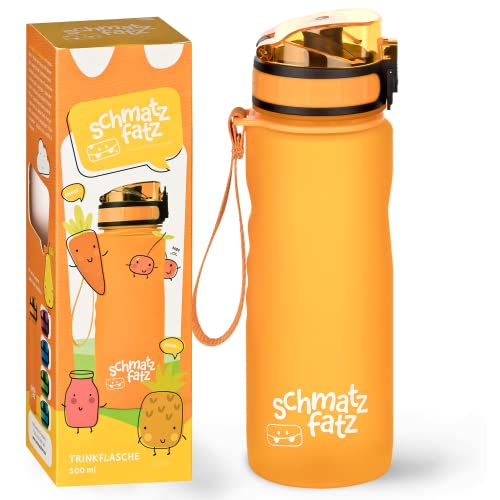 schmatzfatz Trinkflasche Kinder Auslaufsicher 0,5L, Sport Trinkflasche Schule zum Wandern & Fitnessstudio, Geschmacksneutrale Wasserflasche 500ml, Trinkflasche mit Fruchteinsatz, BPA-Frei