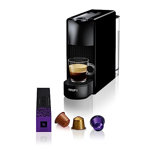 Nespresso Krups XN1108 Essenza Mini Kaffeekapselmaschine| 14 Kapseln | 19 bar | Energiesparmodus | 1260 W | ‎0,6 L| 8.03 x 3.31 x 12.99 cm | schwarz | Energieklasse A