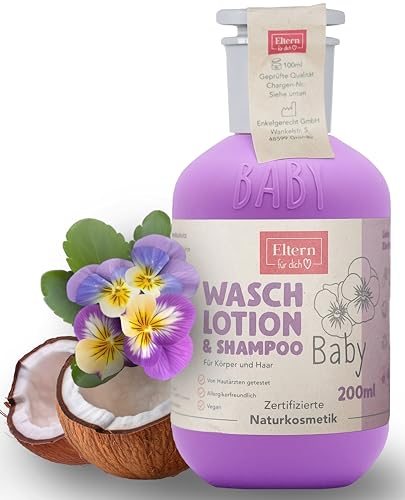 Eltern - Baby Waschlotion & Shampoo - Allergikerfreundliche & Vegan - Naturkosmetik für Empfindliche Haut und Haare - Milde Reinigung mit Angenehmem Duft - Ideal für Kinder