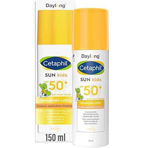 Cetaphil SUN Kids Liposomale Sonnenlotion SPF 50+, 150ml, Feuchtigkeitsspendender Sonnenschutz im Pumpspender für empfindliche Baby- & Kinderhaut, Leicht verteilbare Sonnencreme, Extra wasserresistent