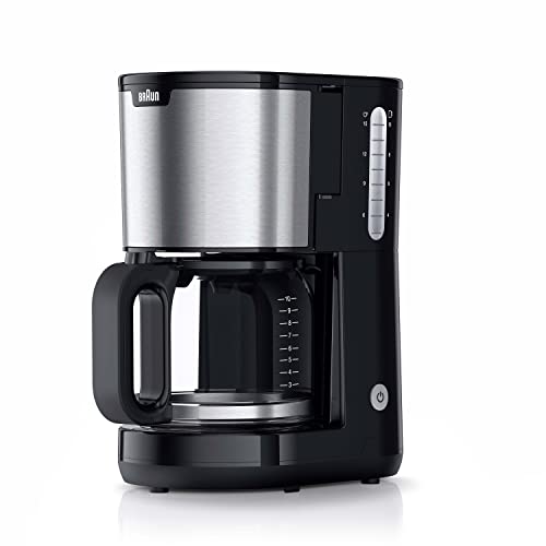 Braun PurShine KF 1500 BK Kaffeemaschine - Filterkaffeemaschine mit Glaskanne für bis zu 10 Tassen, OptiBrew-System, Automatische Abschaltung, 1000 Watt, Schwarz