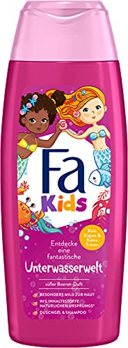 Fa Kids Kindershampoo & Duschgel Unterwasserwelt (250 ml), sanft zur Haut mit pflegender, milder Formel und zauberhaft-süßem Beeren-Duft