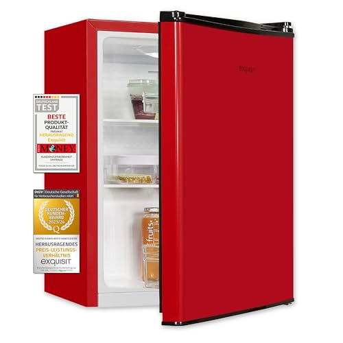 Exquisit Mini-Kühlschrank KB60-V-090E rot PV | 52 Liter Volumen | Mini Kühlschrank für Getränke | Kühlschrank klein ohne Gefrierfach