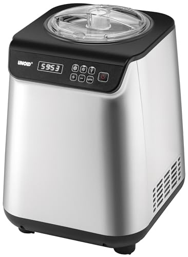Unold 48825 Eismaschine Uno - selbstkühlender Kompressor, Vollautomatisch,135 W, -35°C Kühlung, LCD-Display, Edelstahl-Behälter, Timer, Kompressor
