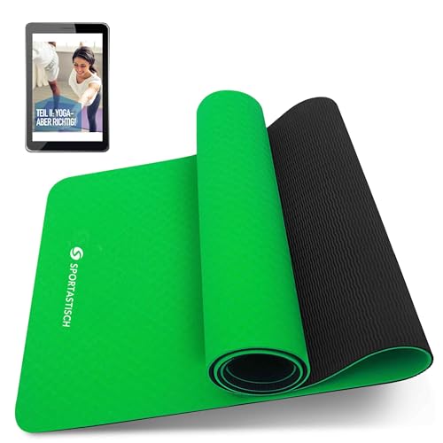 SPORTASTISCH Profi Yogamatte „Yoga Star“ Rutschfeste TPE Gymnastikmatte, 6mm Fitnessmatte Sportmatte gepolstert für Workout zuhause (183 x 61 cm)