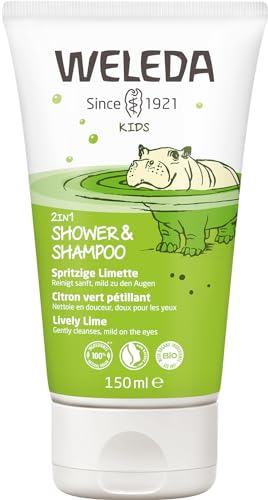 WELEDA Bio Kids 2in1 Shower & Shampoo Spritzige Limette, Naturkosmetik Duschgel und Bodylotion zur schonenden Reinigung von Haut und Haar, geeignet für Kinder ab drei Jahren (1 x 150 ml)