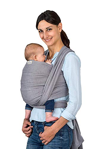 AMAZONAS Babytragetuch Carry Sling Grey - TESTSIEGER bei Stiftung Warentest mit Bestnote 1,7-450 cm 0-3 Jahre bis 15 kg in Grau