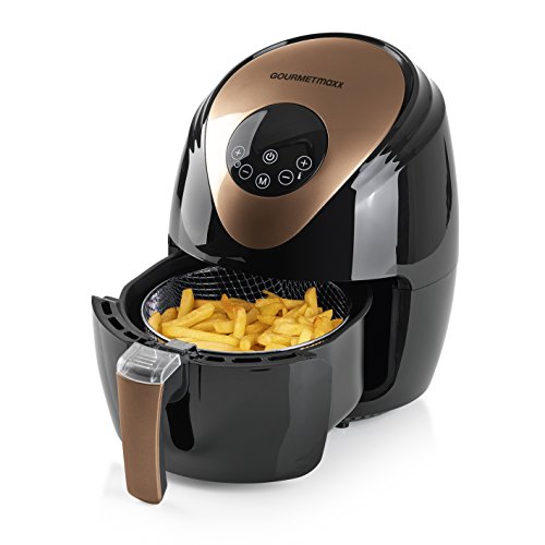 GOURMETmaxx Heißluft-Fritteuse XL mit digitalem Display 2,5 Liter | Airfryer ohne Fett und Öl für bis zu 4 Personen [Schwarz/Kupfer]