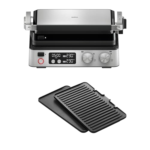 Braun MultiGrill 7 CG7040, 3-in-1 Kontaktgrill, BBQ & Ofen, große Grillfläche (12 Burger), 2000W, 230°, spülmaschinengeeignet (Plancha & Grill), Fettauffangschale, Elektrogrill Indoor