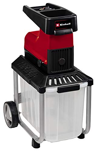 Einhell Elektro-Leisehäcksler GC-RS 60 CB (2800 W, max. 45 mm Aststärke, Schneidwalze, große Trichteröffnung, Drehrichtungsumschalter, transparente 60 L Fangbox, integrierter Sicherheitsschalter)