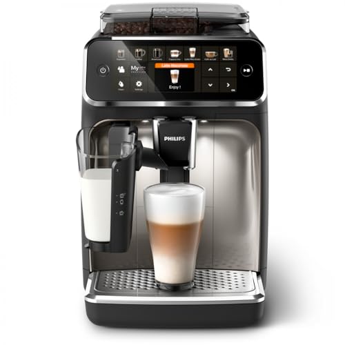 Philips 5400 Series Vollautomatisch Kaffeemaschine - LatteGo Schaumer, 12 Arten von Getränken, Intuitives Display, 4 Benutzerprofile, Chrom (EP5447/90)