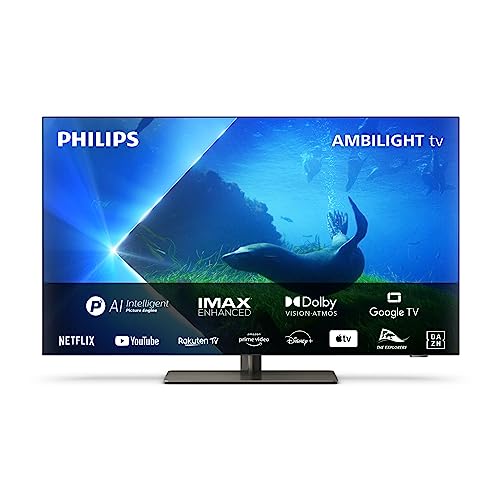 PHILIPS Ambilight TV | 55OLED808/12 | 139 cm (55 Zoll) 4K UHD OLED Fernseher | 120 Hz | HDR | Dolby Vision | Google TV | VRR | WiFi | Bluetooth | DTS:X | Sprachsteuerung