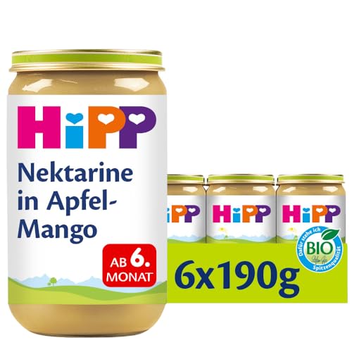 HiPP für kleine Feinschmecker, Nektarine in Apfel-Mango, ohne Zuckerzusatz, 6 x 190g