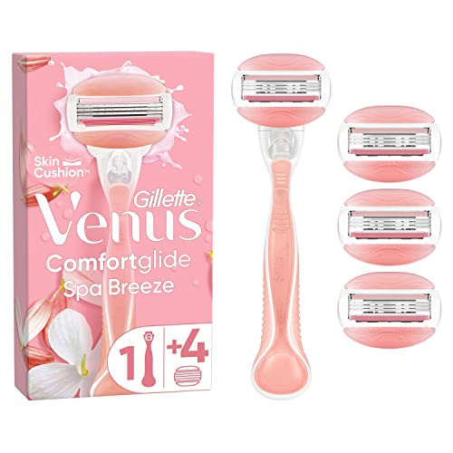Gillette Venus Comfortglide Spa Breeze Rasierklingen für Rasierer Damen, 4 Ersatzklingen für Damenrasierer + Handstück