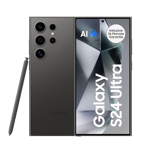 Samsung Galaxy S24 Ultra AI Smartphone, Android-Handy ohne Vertrag, 12GB RAM/256GB Speicher, 200-MP-Kamera, S Pen, Lange Akkulaufzeit, Titanium Black, 3 Jahre Herstellergarantie
