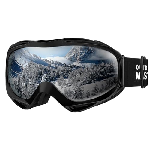 OutdoorMaster Unisex Skibrille OTG für Damen und Herren, Snowboard Brille Schneebrille 100% UV-Schutz skibrille für brillenträger, Anti-Nebel Snowboard Brille Ski Goggles für Jungen(VLT10%)
