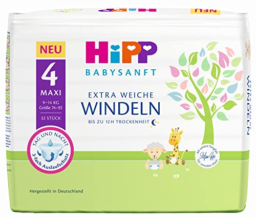 HiPP Babysanft Windeln Maxi 4 Carry, 3er Pack (3 x 1 x 32 Stück)