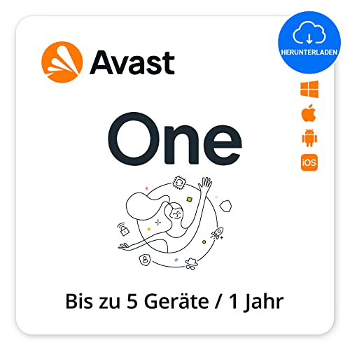 Avast One Gold Individual 2024 - Virenschutz, VPN, Datenleck-Überwachung, Gerätebereinigung und mehr | 5 Gerät | 1 Jahr | PC/Mac | Aktivierungscode per Email