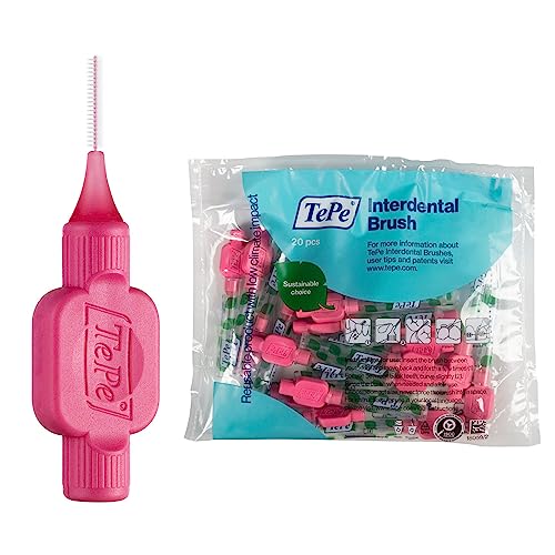 TePe Interdental Brush, Original, Pink, 0.4 mm/ISO 0, 20pcs, plaque removal, efficient clean between the teeth, tooth floss, for narrow gaps