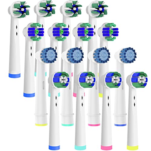 16 Stück Aufsteckbürsten Kompatibel mit Oral B Elektrische Zahnbürste, Sensitive, Precision Clean, Cross Clean, 4pcs 3D Whitening, Vier Modelle in einer Packung